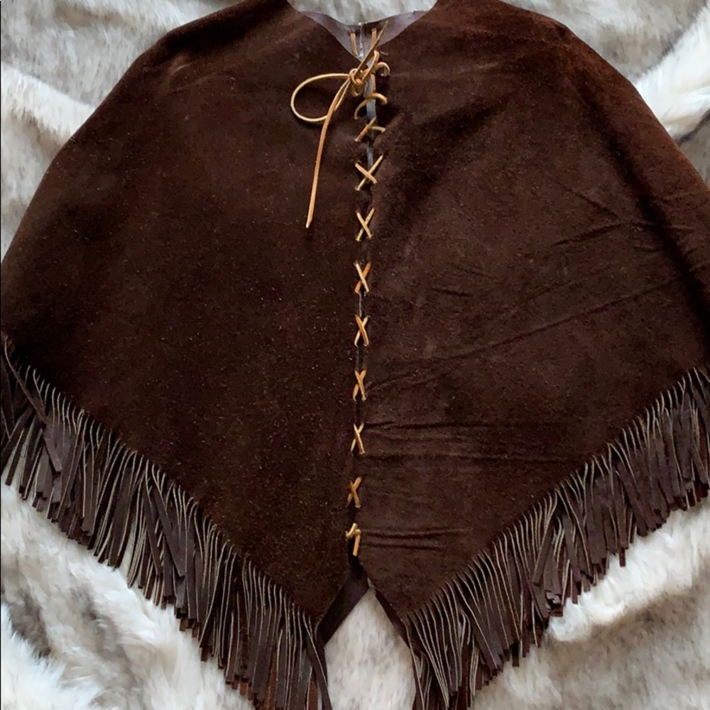 Suede/ Leather Vintage Reversible Poncho